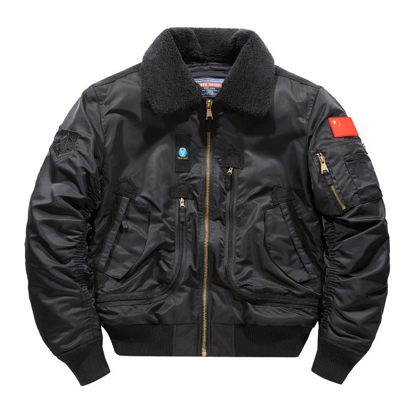 Men's bomber jacket in pilot style with sherpa collar and multifunctional zip pockets Chichicherry