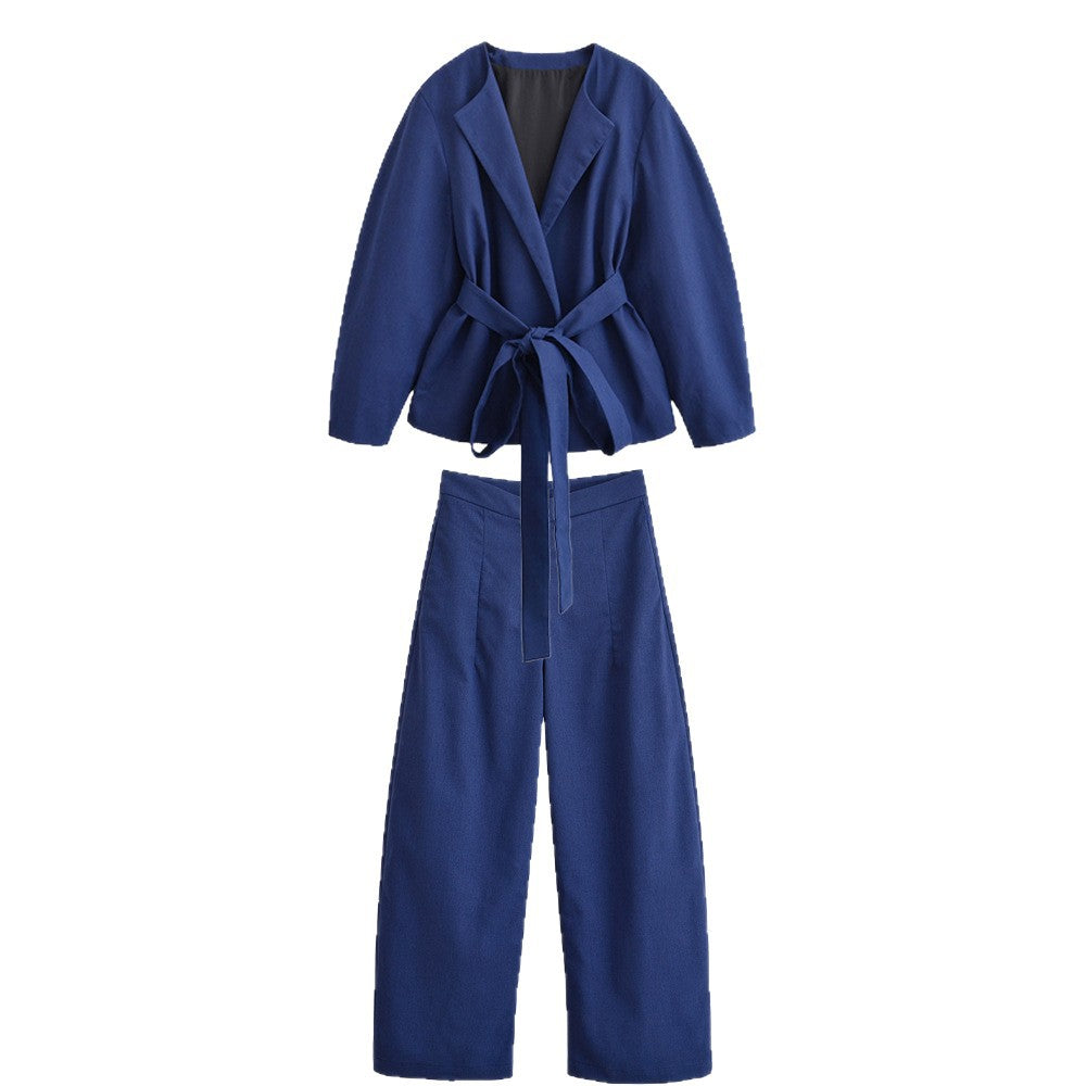 Women's short blazer in kimono style with tie belt and boxy silhouette Chichicherry