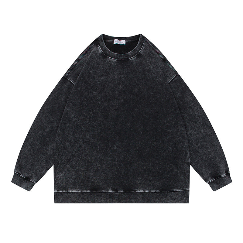Unisex Oversize Mineralwash Round Neck Sweatshirt with Raglan Sleeves and Ribbed Cuffs Chichicherry