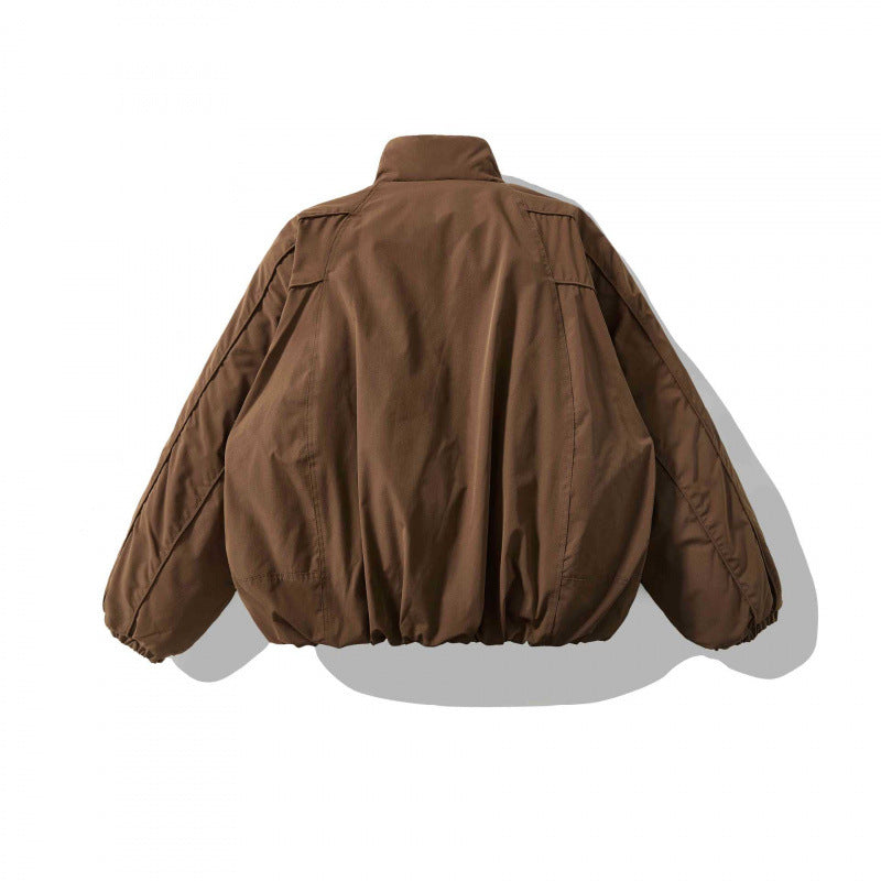 Unisex Oversized padded short jacket with high stand-up collar and elastic hems Chichicherry