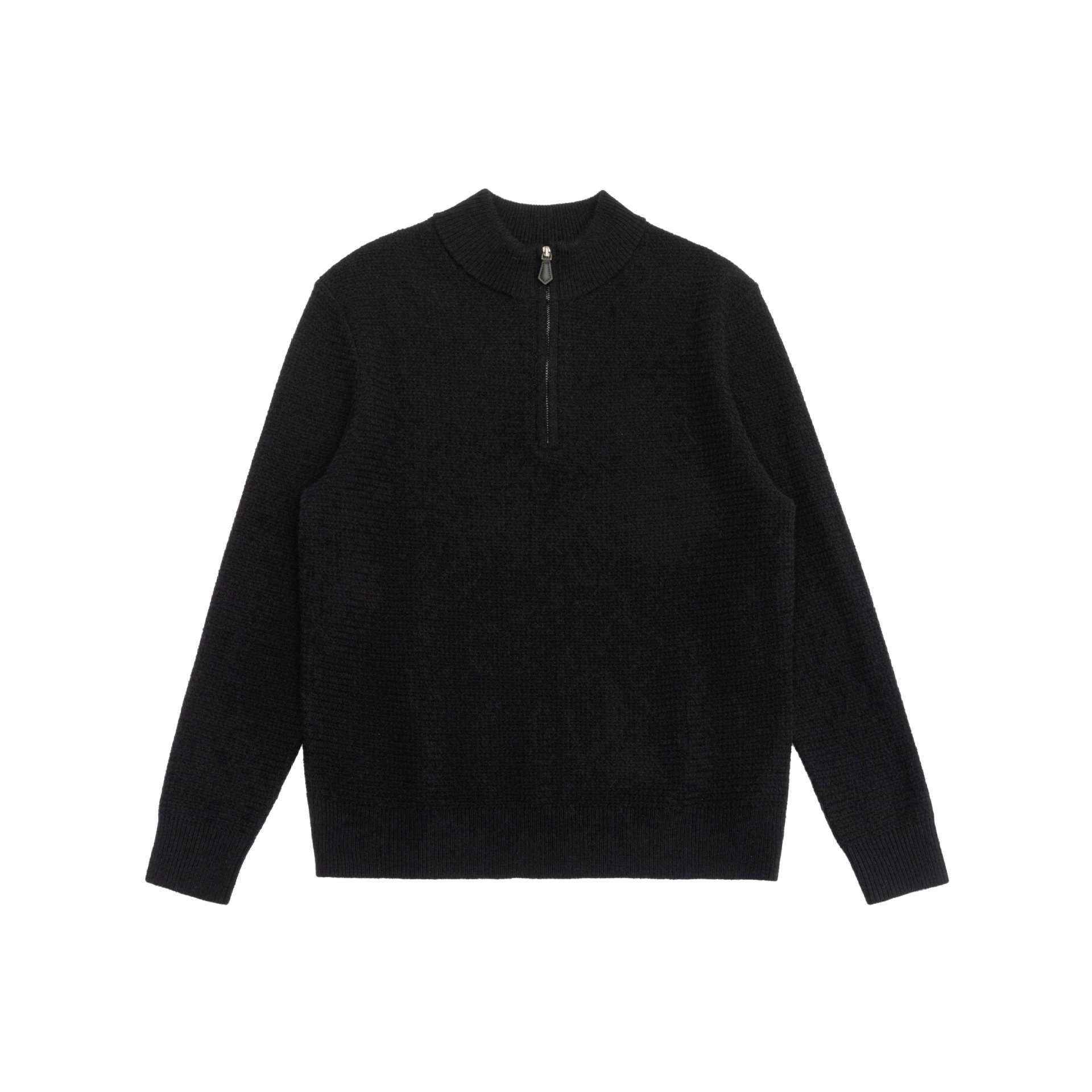 Unisex fine structure half-zip pullover with short zipper and ribbed cuffs Chichicherry