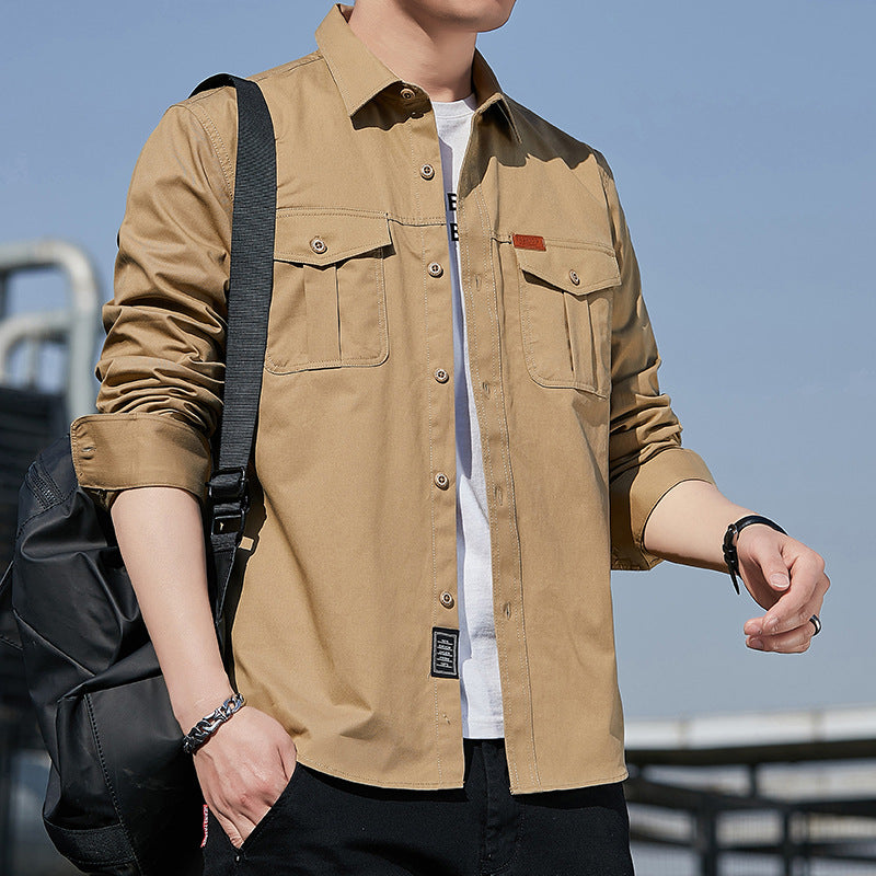 Men's utility overshirt made of cotton blend with chest patch pockets and reinforced seams Chichicherry