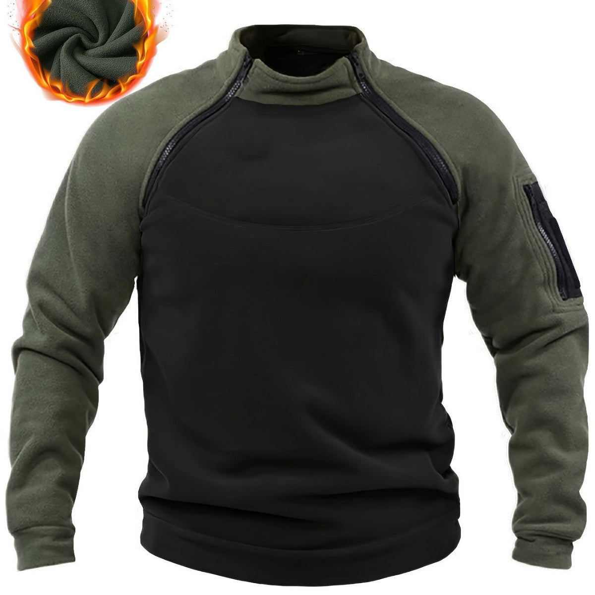 Men's Technical Fleece Combat Pullover with Reinforced Front Panel & Shoulder Zippers Chichicherry