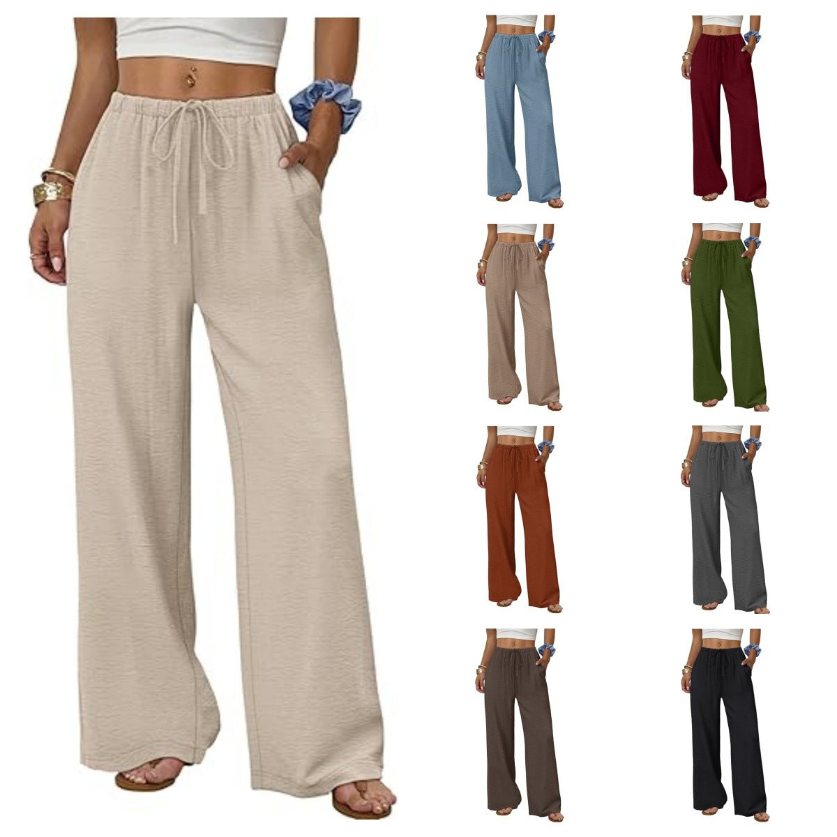 Women's Loose Loungewear Pants with Drawstring Chichicherry