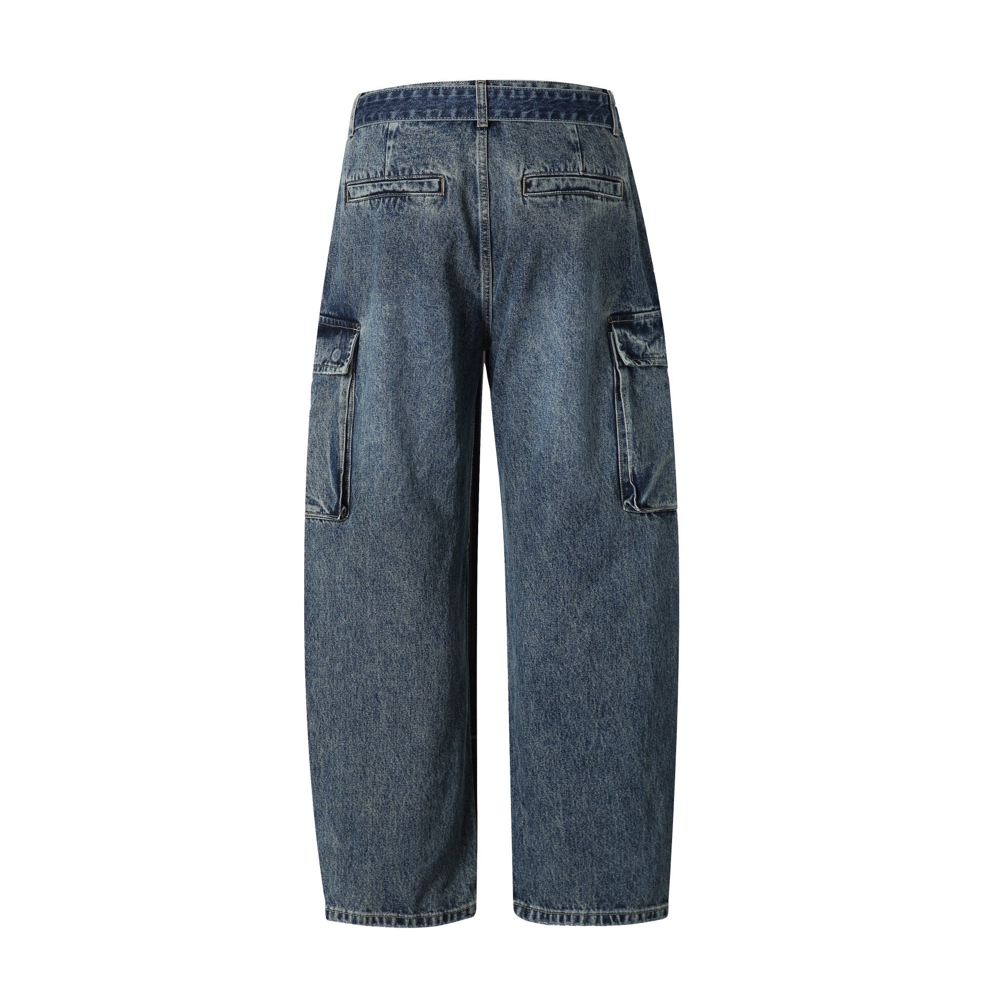 Women's High-Waisted Cargo Jeans with Belt, Loose Fit and Used Look Chichicherry