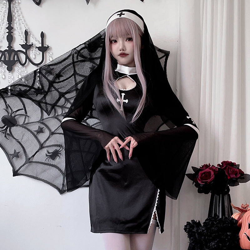 Ladies Devil Dress with Transparent Sleeves and Exciting Accents Chichicherry