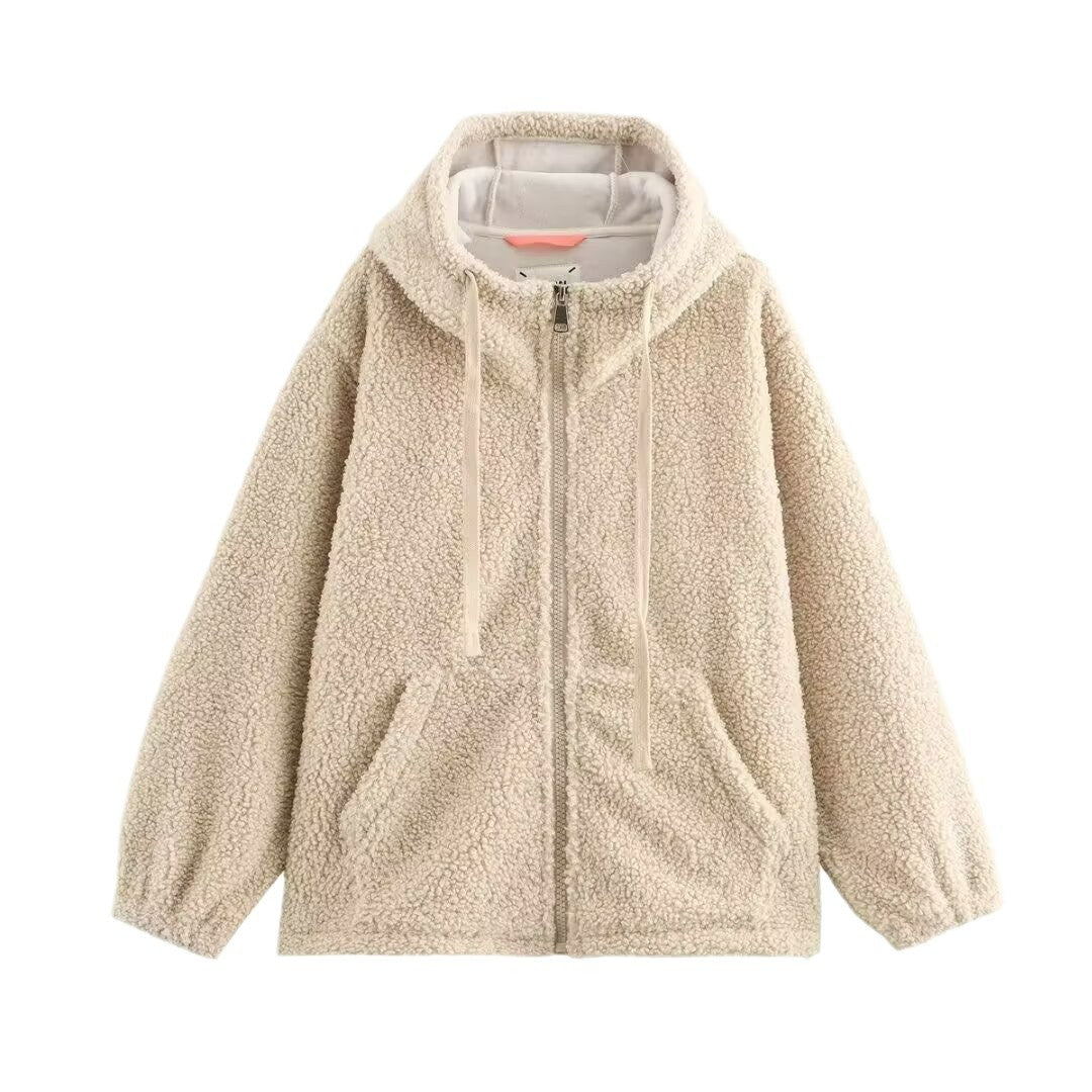 Women's Teddy Fleece Hooded Jacket with Full Zip and Kangaroo Pockets Chichicherry