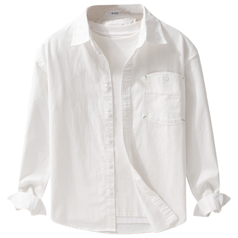 Men's casual shirt jacket made of heavy cotton twill with a Kent collar and a patch chest pocket Chichicherry