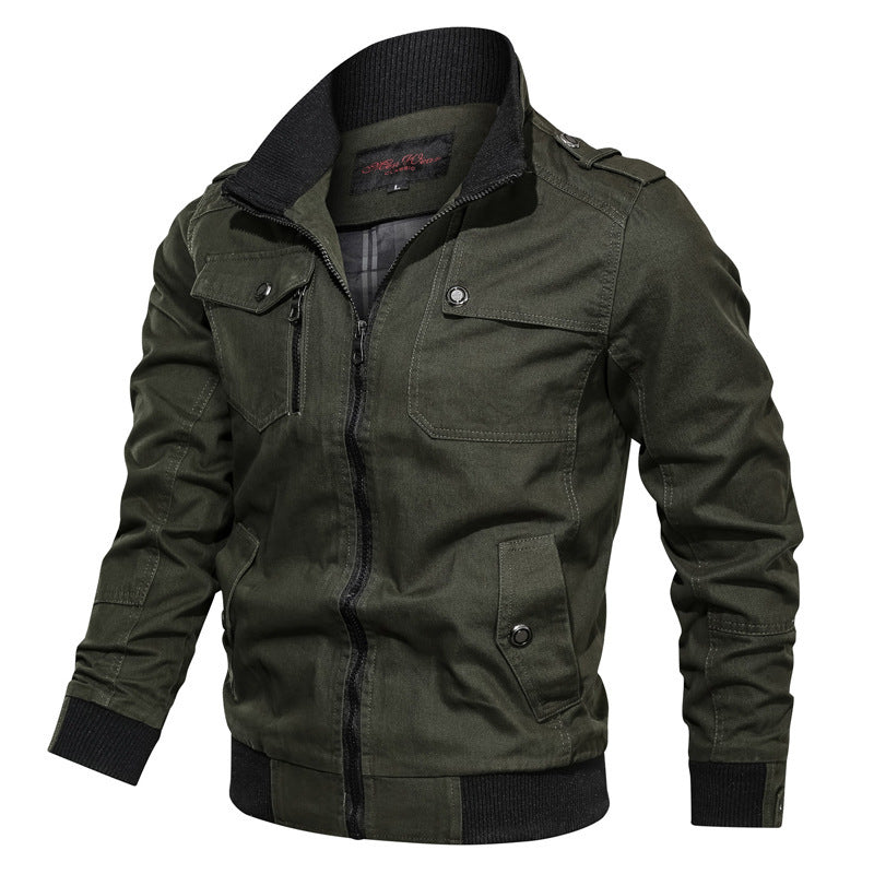 Men's robust canvas pilot jacket with shoulder epaulets, ribbed cuffs and multifunctional pockets Chichicherry