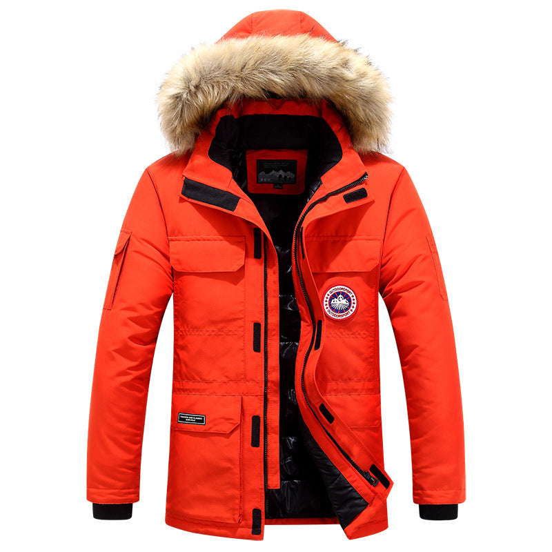 Men's expedition parka with detachable hood and faux fur trim Chichicherry
