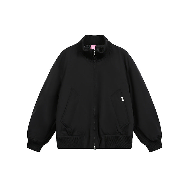 Unisex Boxy Bomber Jacket in Oversize Style with Ribbed Cuffs and Two-Way Zipper Chichicherry