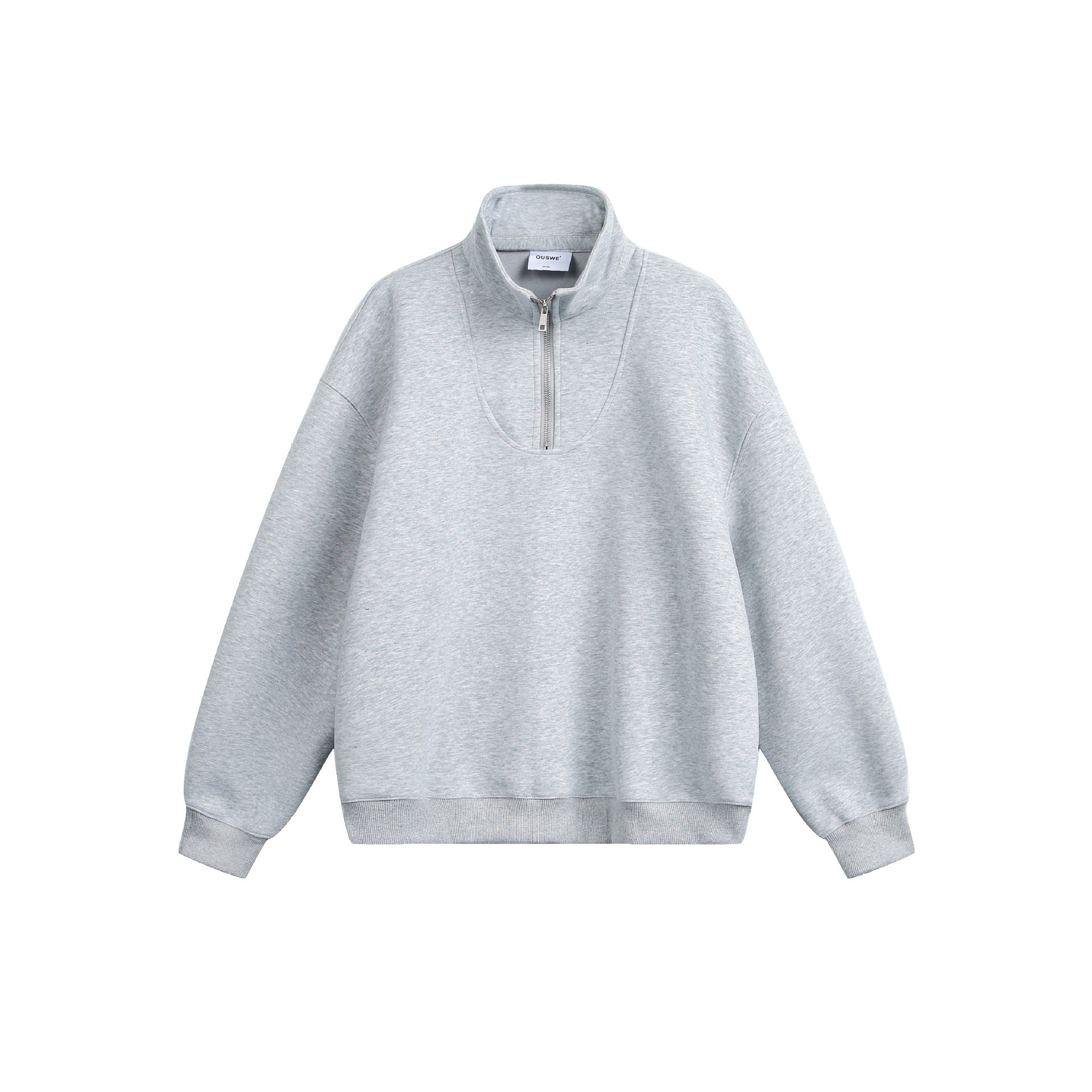 Women Oversize Sweatshirt with Half Zip and Stand-Up Collar Chichicherry