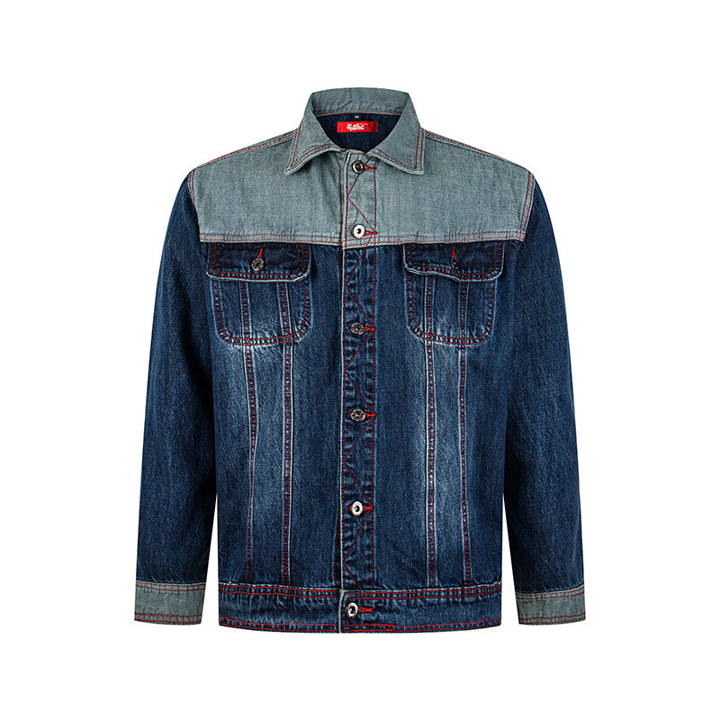 Men's denim jacket in two-tone look with contrast stitching Chichicherry