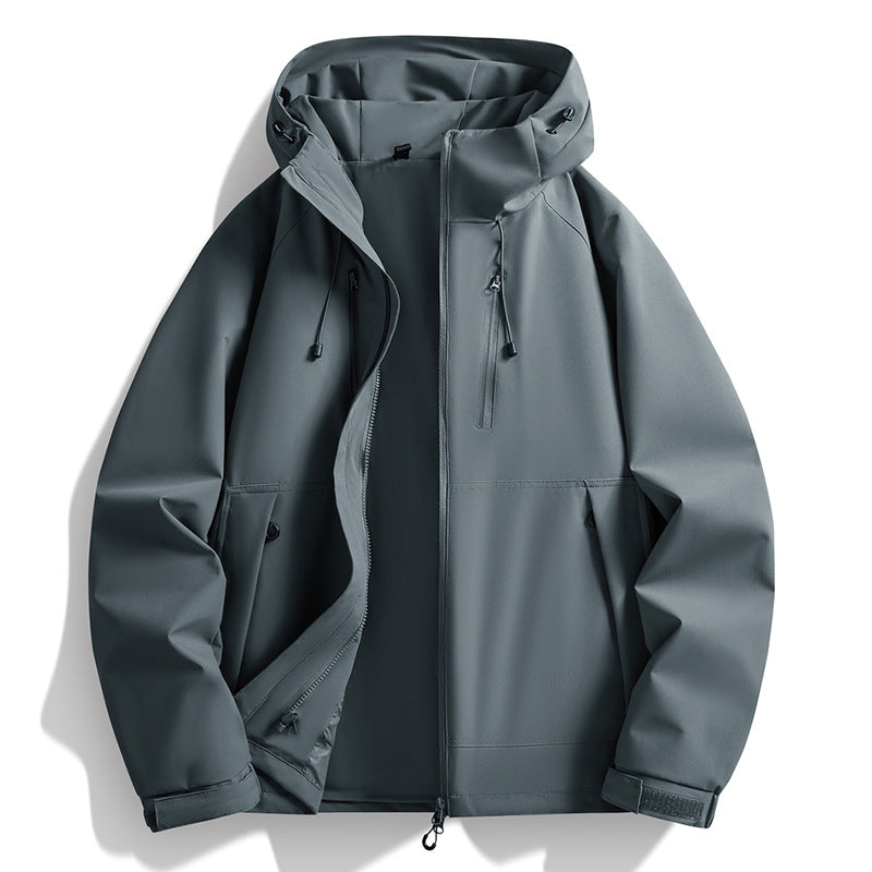 Men's softshell jacket with hood, windproof outer layer, adjustable hem & zippered pockets Chichicherry