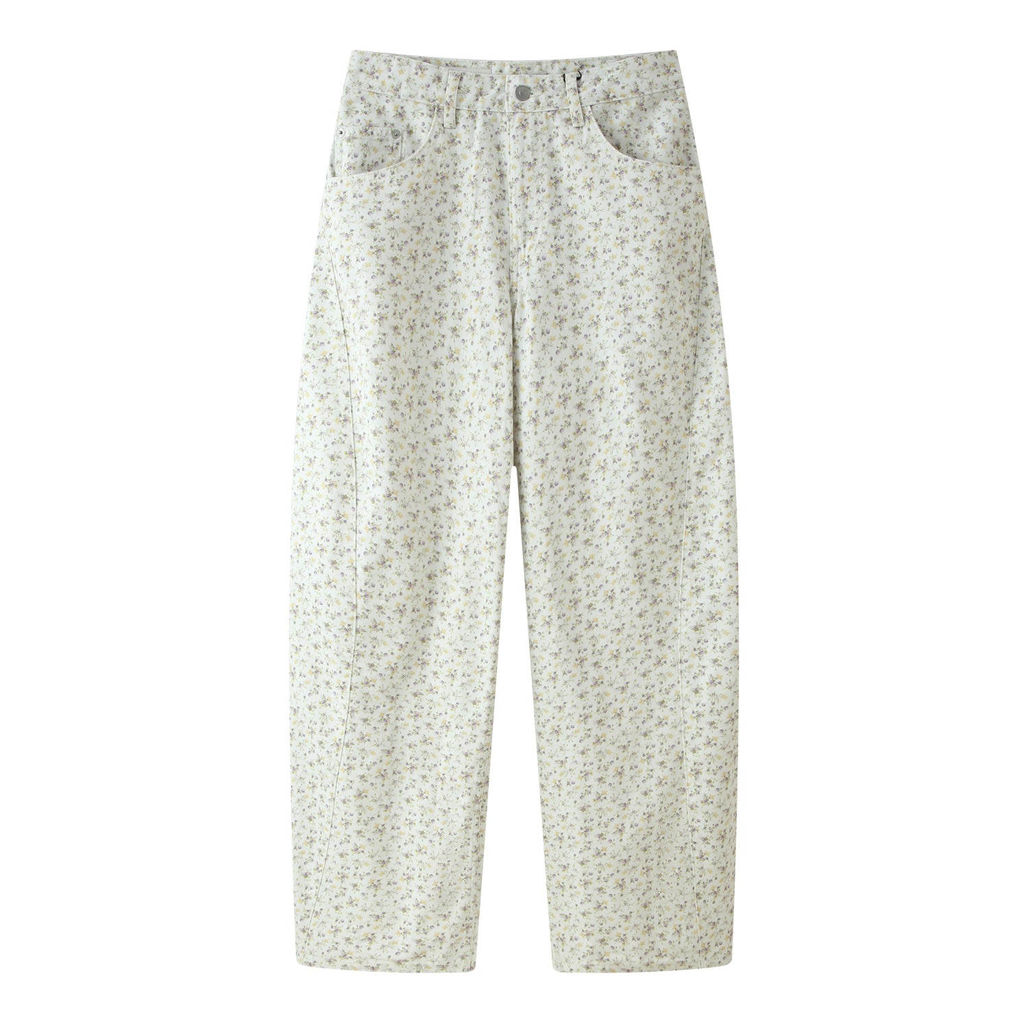 Women's high-waisted wide pants with floral all-over print and straight leg Chichicherry