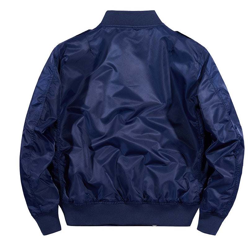 Men's Wind and Water Resistant Nylon Bomber Jacket with Ribbed Cuffs and Sleeve Pocket Chichicherry
