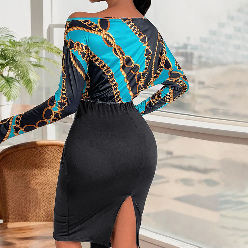 Ladies midi dress with knot waistband, tailored silhouette and asymmetrical hem Chichicherry