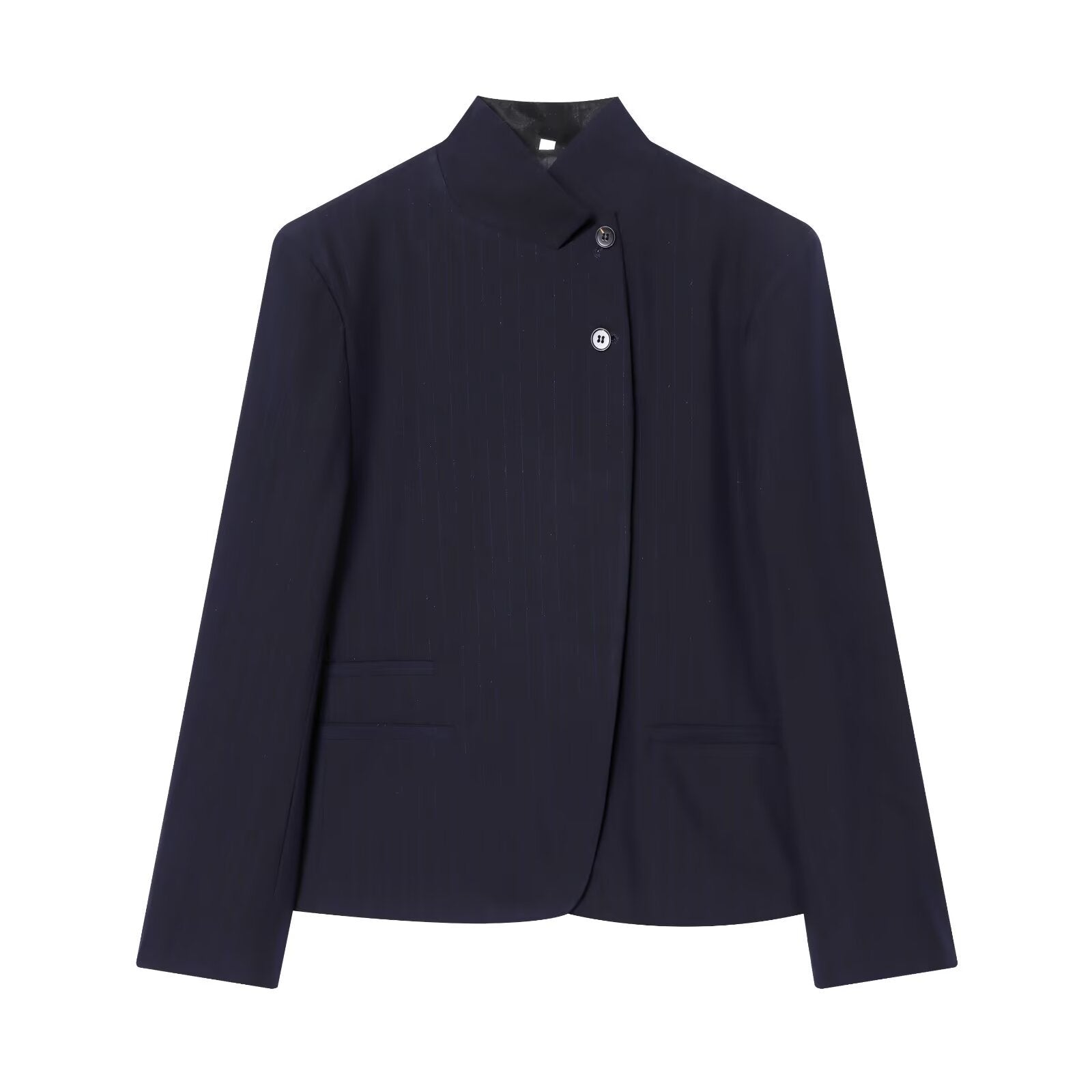 Women's tailored blazer with stand-up collar and asymmetrical button placket Chichicherry