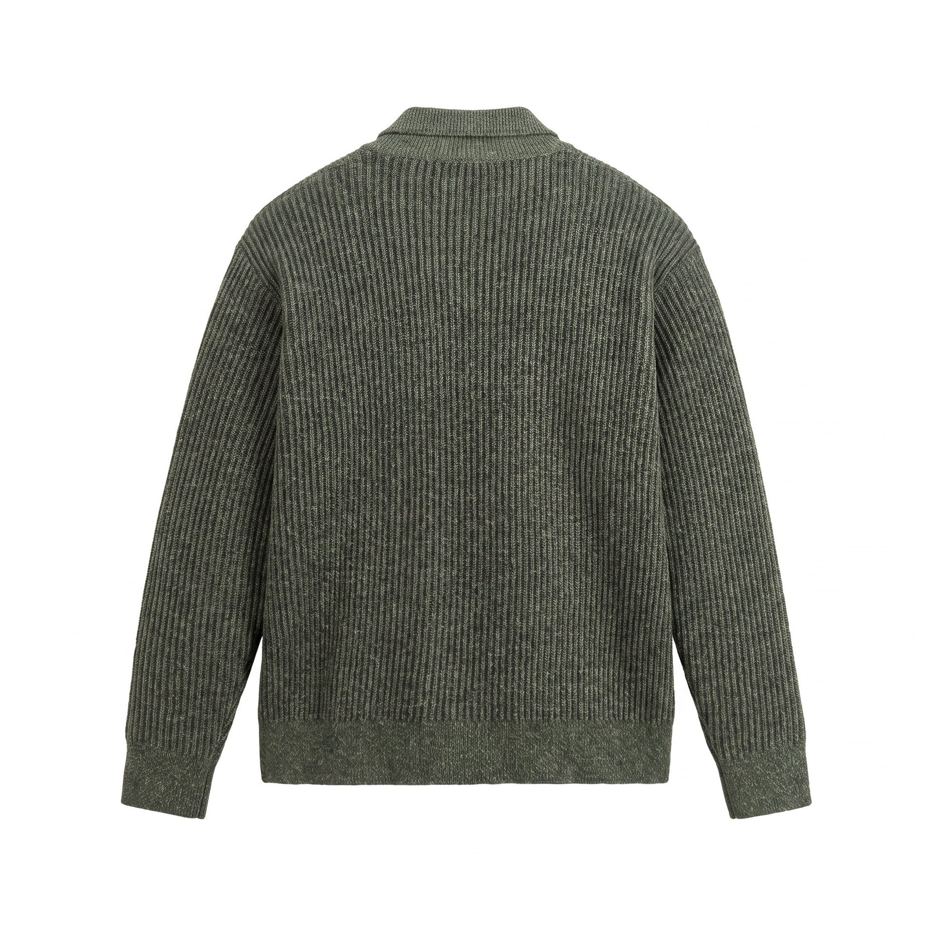 Men's knit sweater with polo collar and distinctive ribbed structure Chichicherry