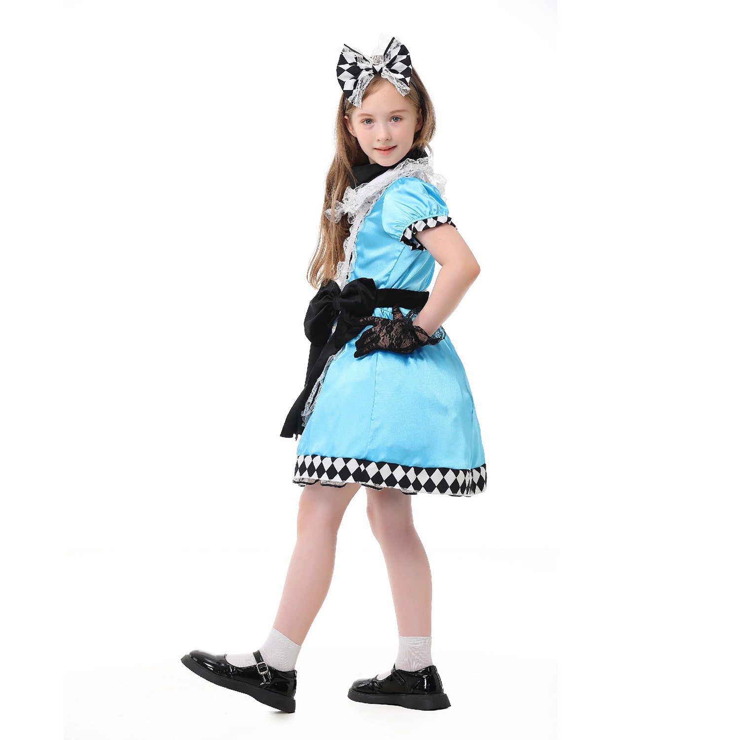 Girls costume in Victorian style with elaborate lace accents Chichicherry