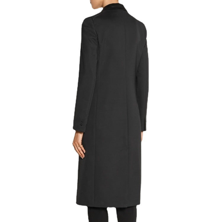 Women's tailored long coat in tuxedo look with shawl collar Chichicherry
