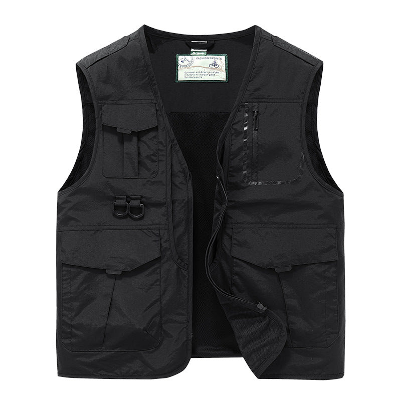 Men's Multifunctional Outdoor Utility Vest with Multi-Pockets, Mesh Lining and D-Rings Chichicherry