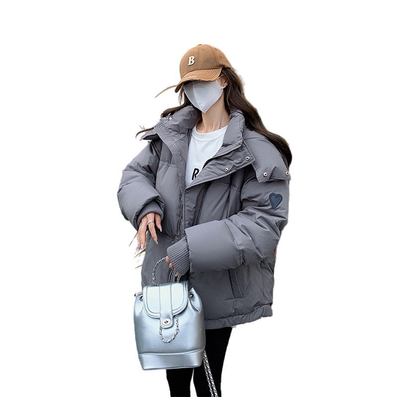Women's slightly padded oversized quilted jacket with hood and concealed zipper Chichicherry