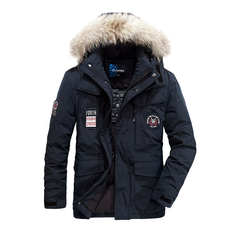 Men's thermal parka with hood and faux fur trim, water-repellent and multifunctional Chichicherry