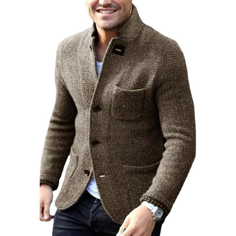 Men's knit blazer with stand-up collar and patch pockets Chichicherry