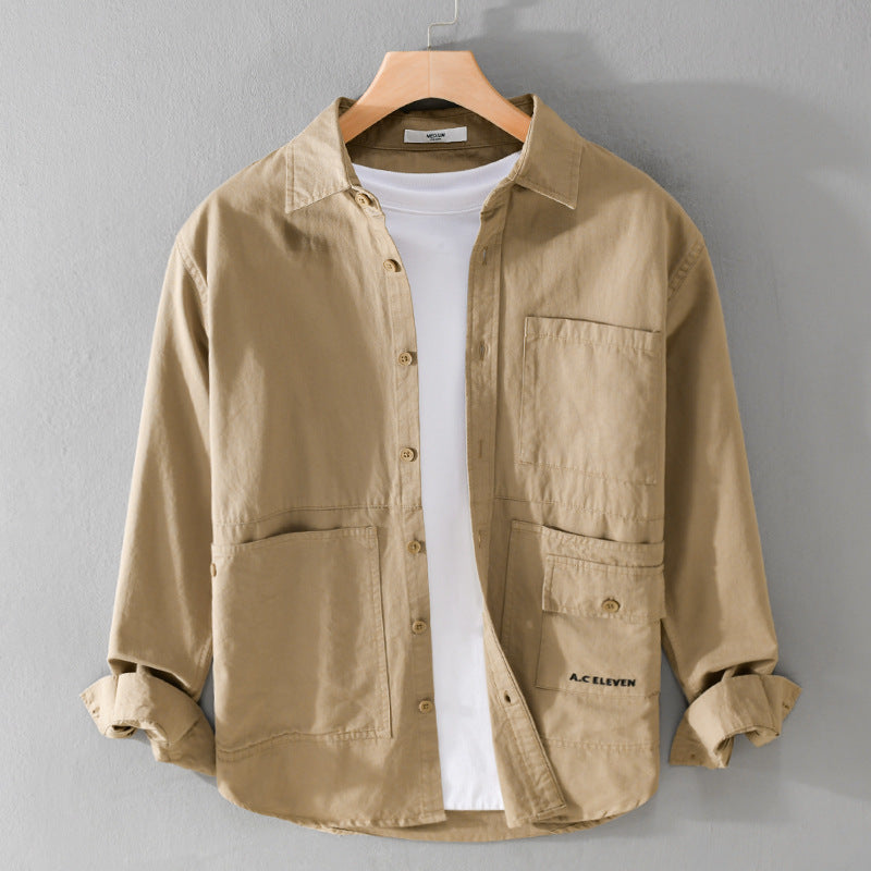 Men's Field Overshirt made of sturdy cotton twill with asymmetric pockets Chichicherry