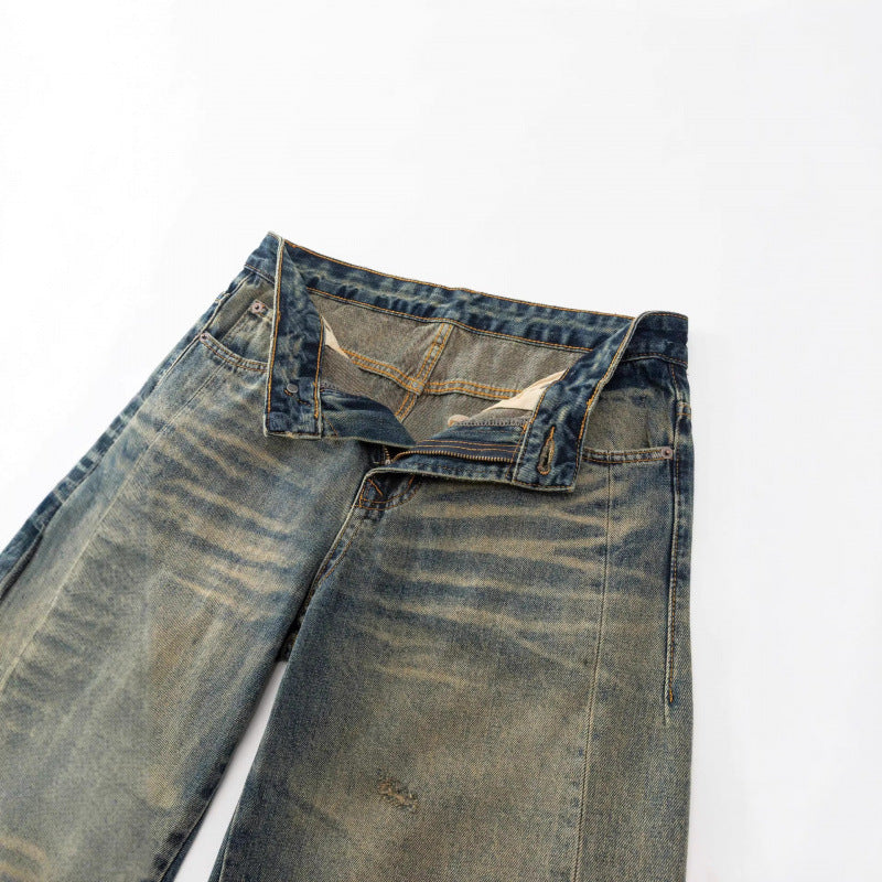 Women's Loose High-Waist Baggy Jeans with Used Wash and Distressed Details Chichicherry