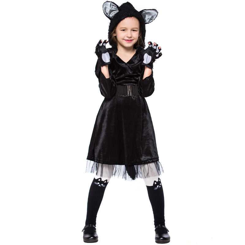 Girl's Cat Costume with Hood and Detailed Accessories Chichicherry