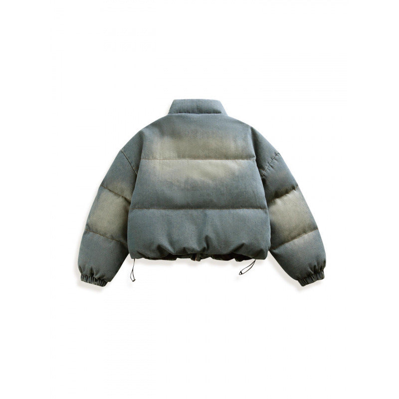 Unisex Short Oversized Padded Jacket with Stand Collar, Drawstring and Elastic Sleeve Cuffs Chichicherry
