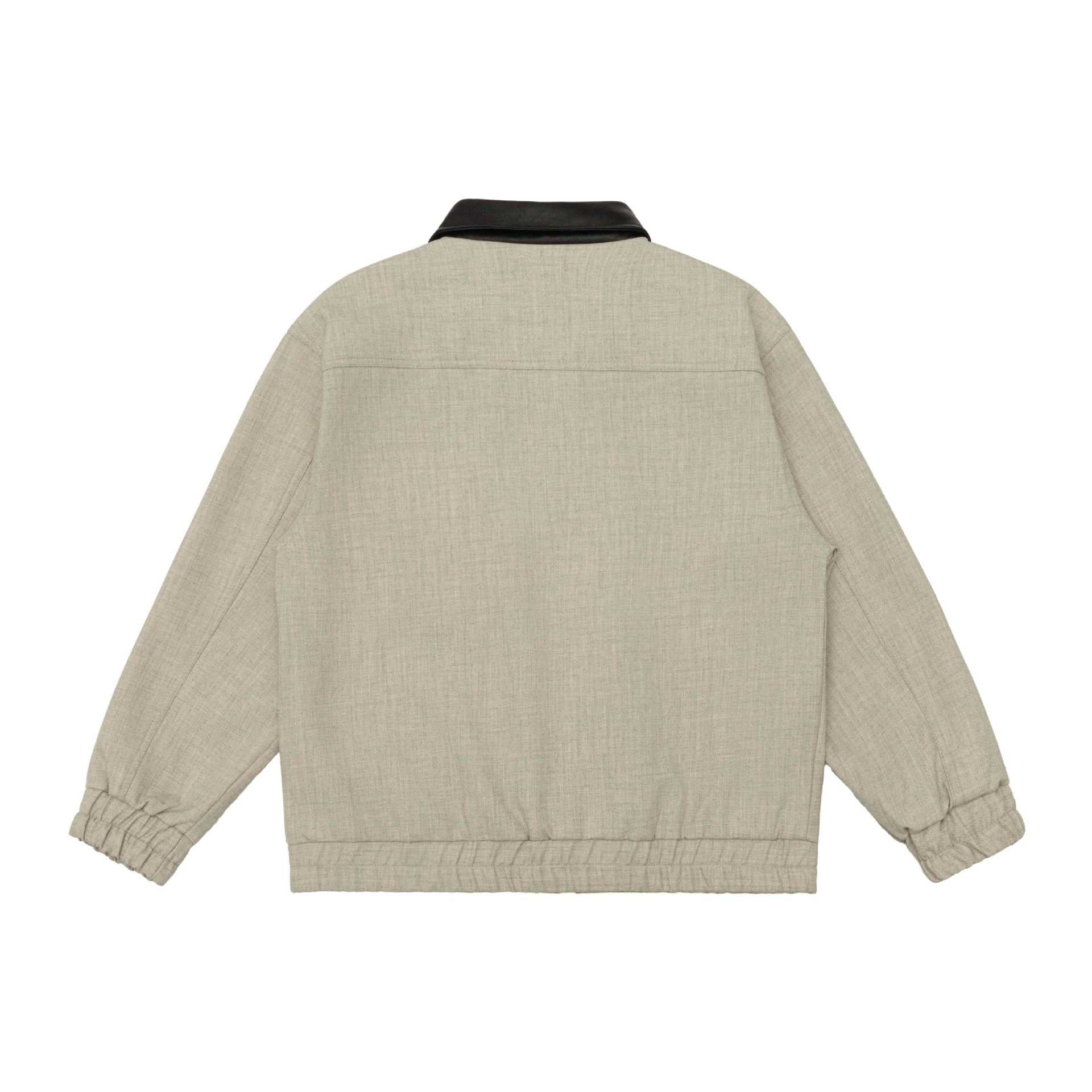 Unisex Boxy-Workwear-Blouson with leather-trimmed collar, utility pockets and elastic hem Chichicherry