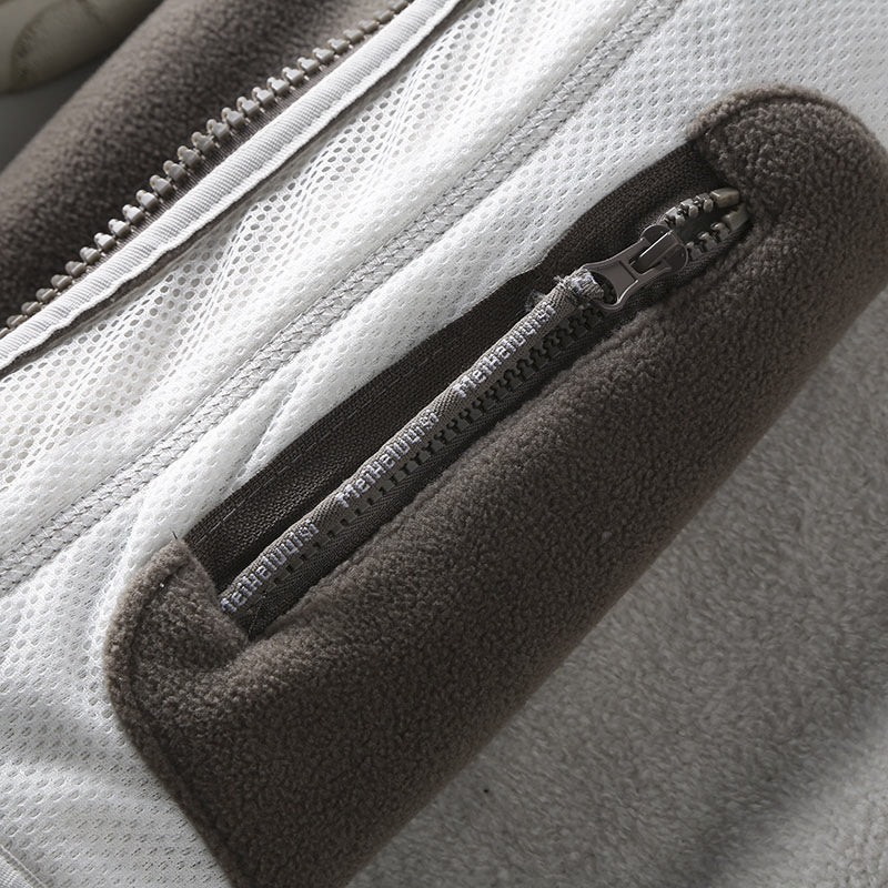 Men's fleece jacket with stand-up collar, full-length zipper, and teddy inner lining Chichicherry