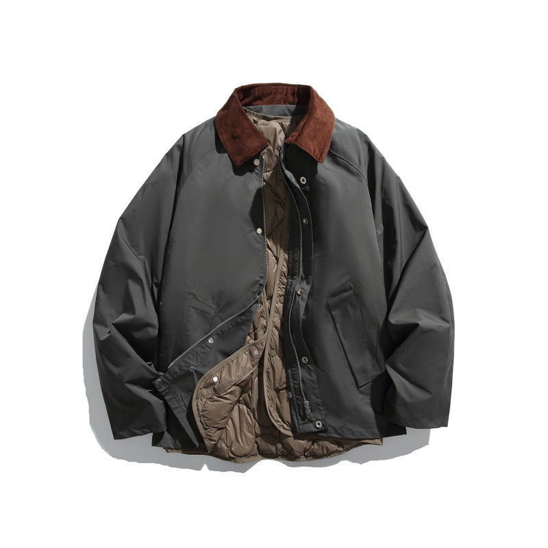 Men's Boxy Field Jacket with detachable padded inner vest and cord collar Chichicherry