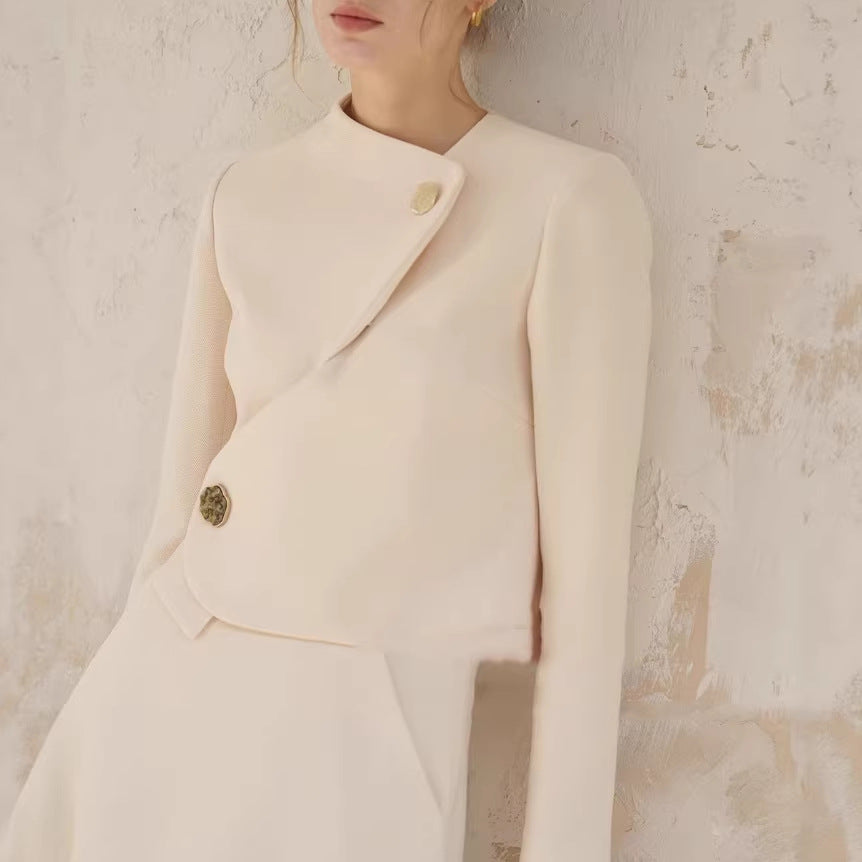 Ladies Elegant cropped blazer jacket with asymmetric cut Chichicherry