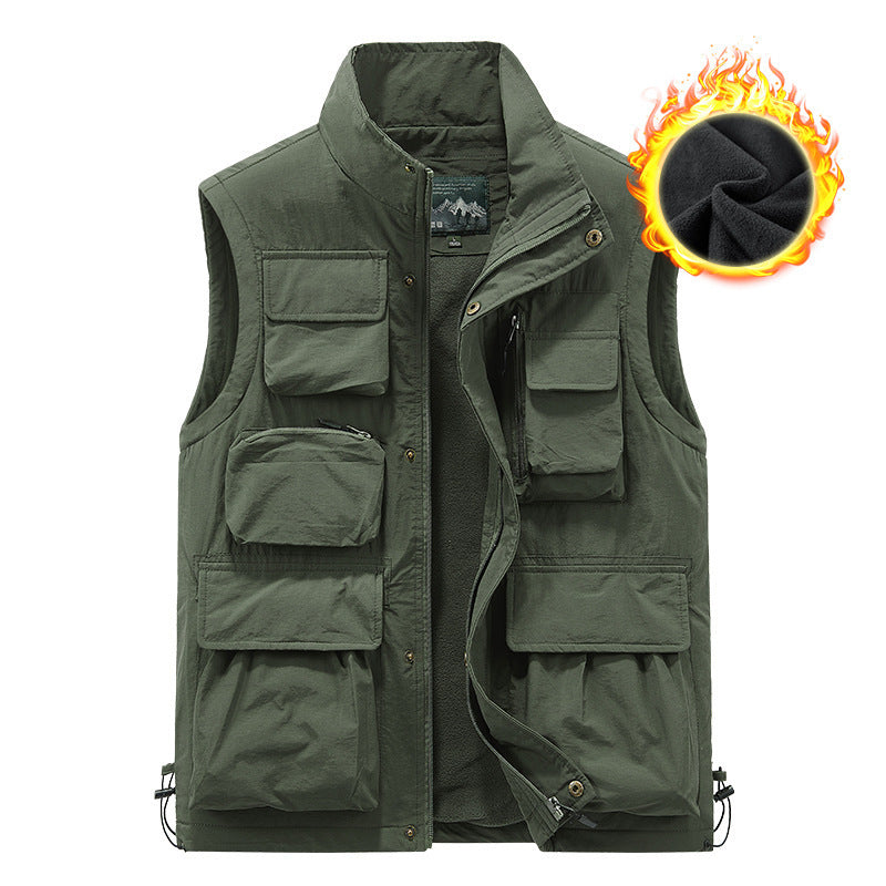 Men's multifunctional outdoor vest with teddy fleece lining and numerous pockets Chichicherry