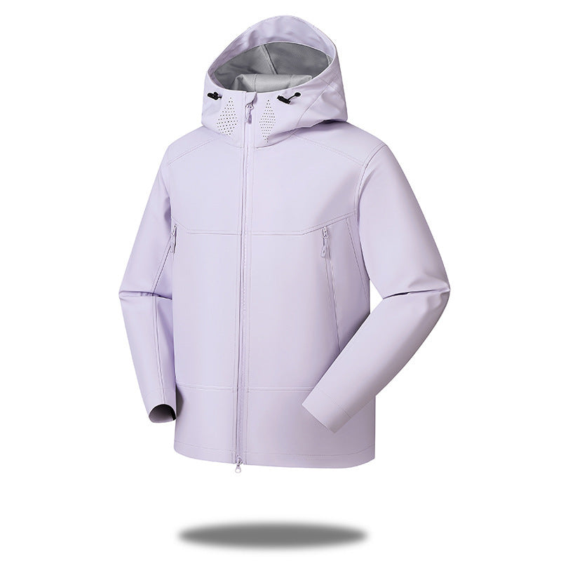 Women's Waterproof Softshell Outdoor Jacket with Minimalist Silhouette and Ventilation Perforation at the Collar Chichicherry