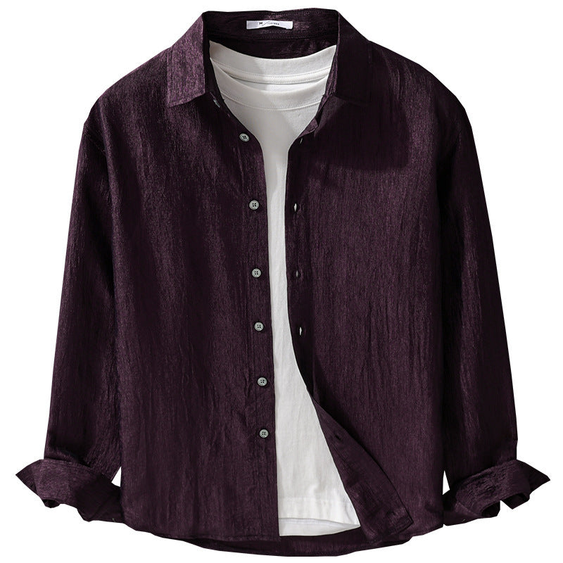 Men's Textured Linen-Cotton Shirt in Relaxed Fit Chichicherry