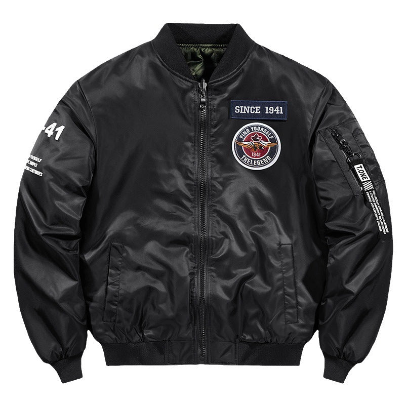 Men's pilot bomber jacket with patch details, nylon shell and arm pocket Chichicherry