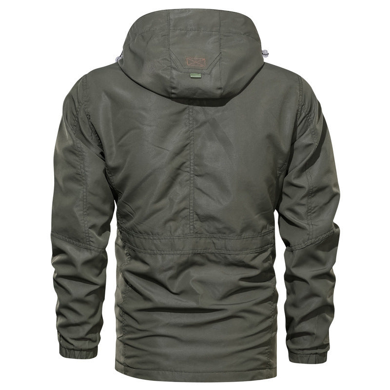 Men's water-repellent field parka in utility style with hood and adjustable waist fit Chichicherry