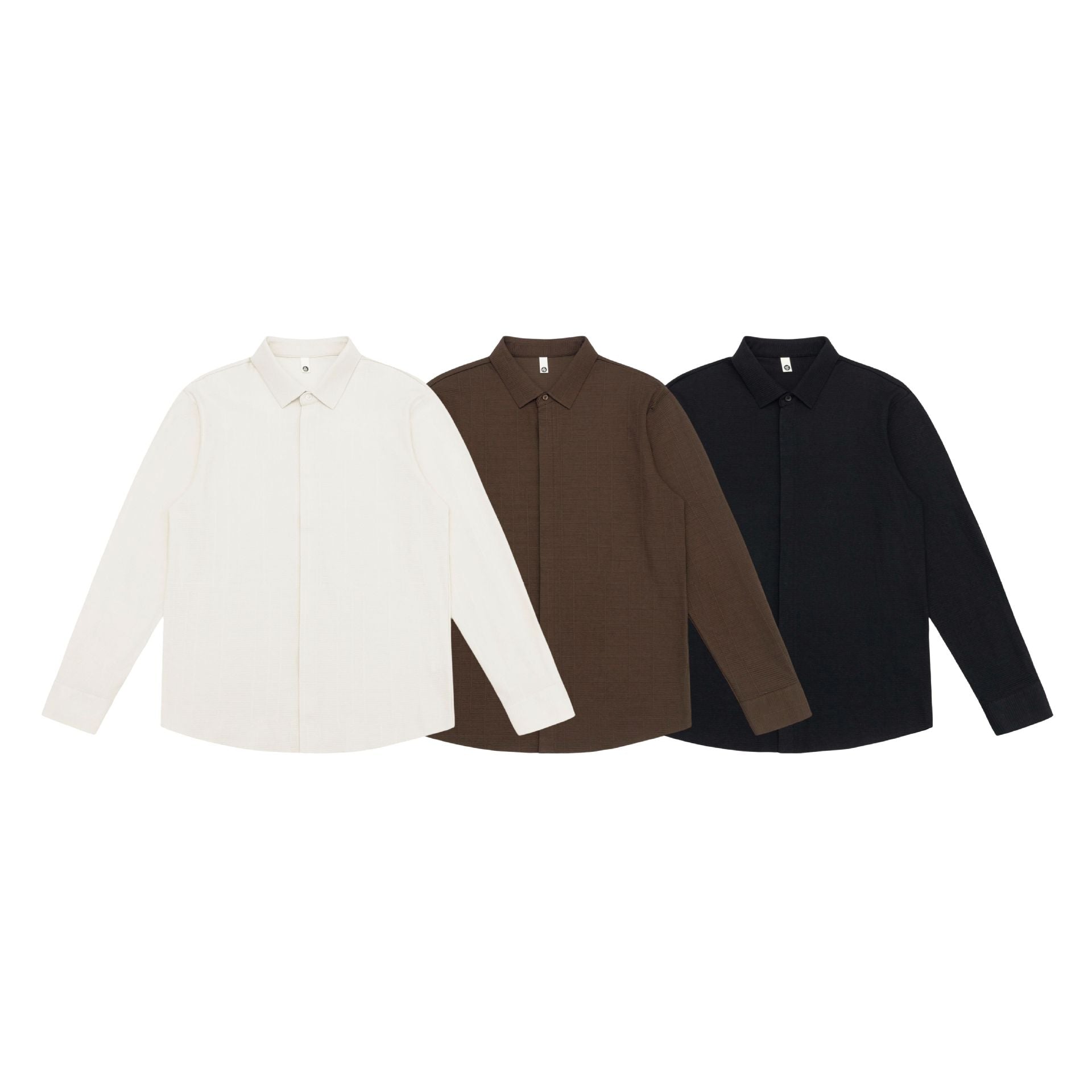Men's Structured Knit Over-shirt with Concealed Button Placket and Ribbed Collar Chichicherry