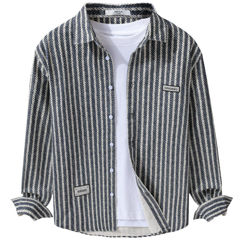 Men's Textured Shirt Jacket Overshirt with Diagonal Herringbone Structure Chichicherry