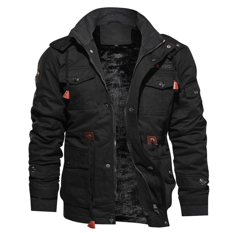 Men's urban canvas field parka in utility look with teddy fleece lining and multifunctional pockets Chichicherry