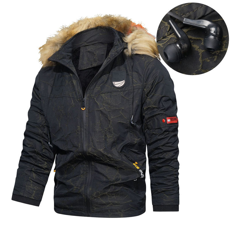 Men's thermally insulated parka in utility style with faux fur hood and padded lining Chichicherry
