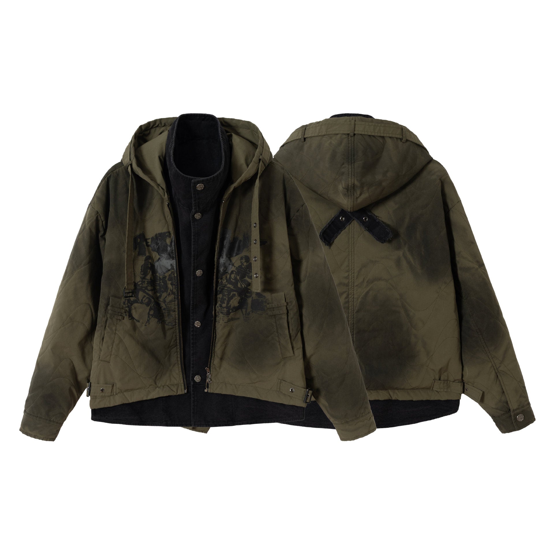 Men's Short Field Parka with modular inner lining, hood, and cargo pockets Chichicherry