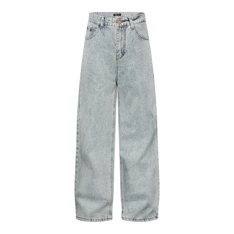 Women's High-Cut Vintage-Washed Baggy Jeans with Wide Palazzo Cut Chichicherry