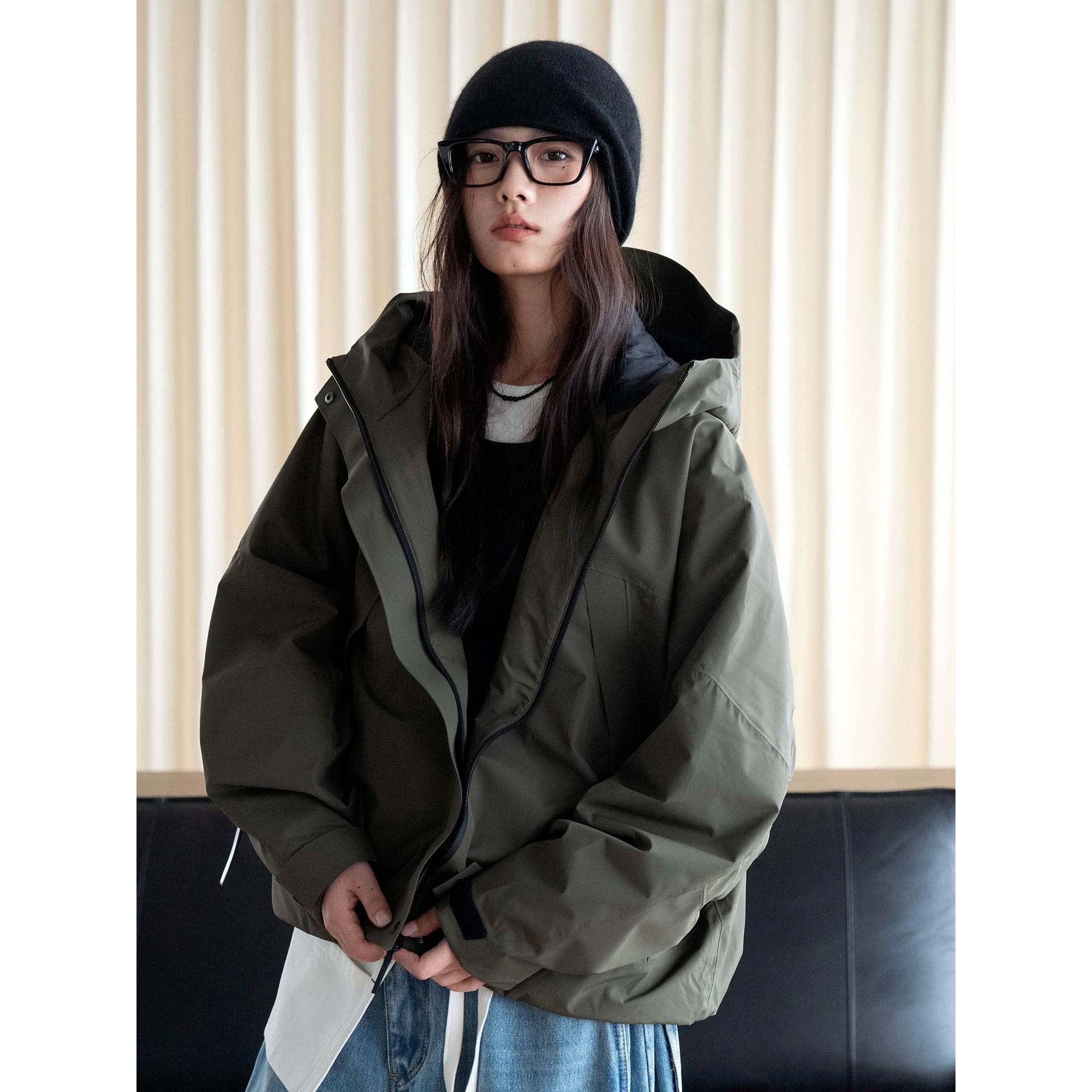 Women Padded Oversize Parka with Hood and Technical Weather Protection Chichicherry