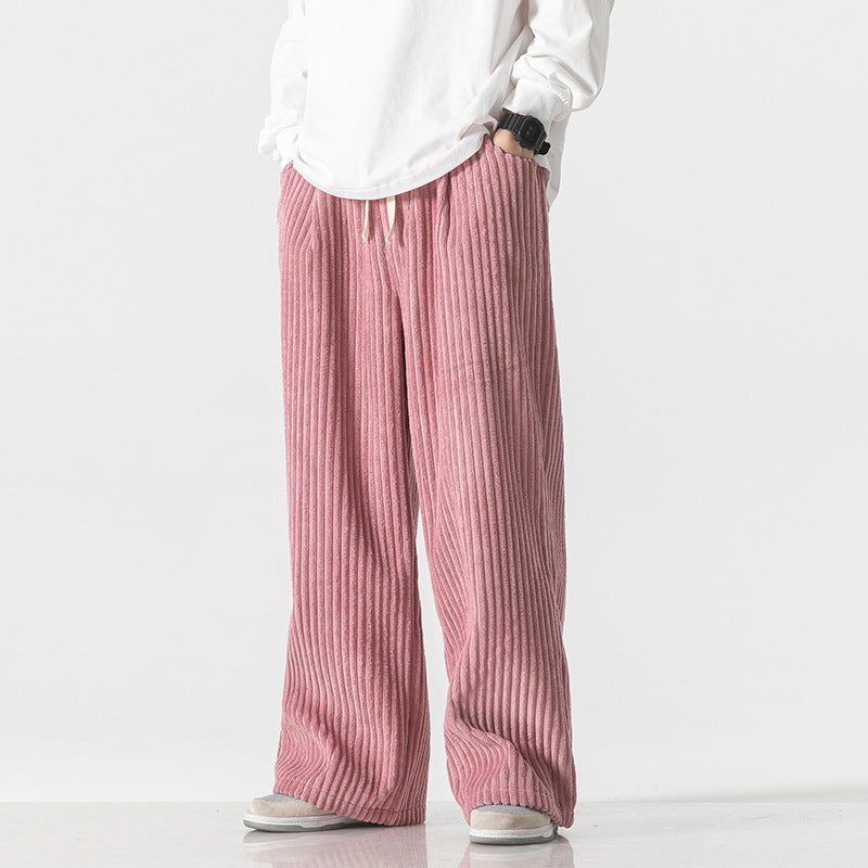 Men's loosely cut corduroy pants with drawstring waistband and distinctive ribbed texture Chichicherry